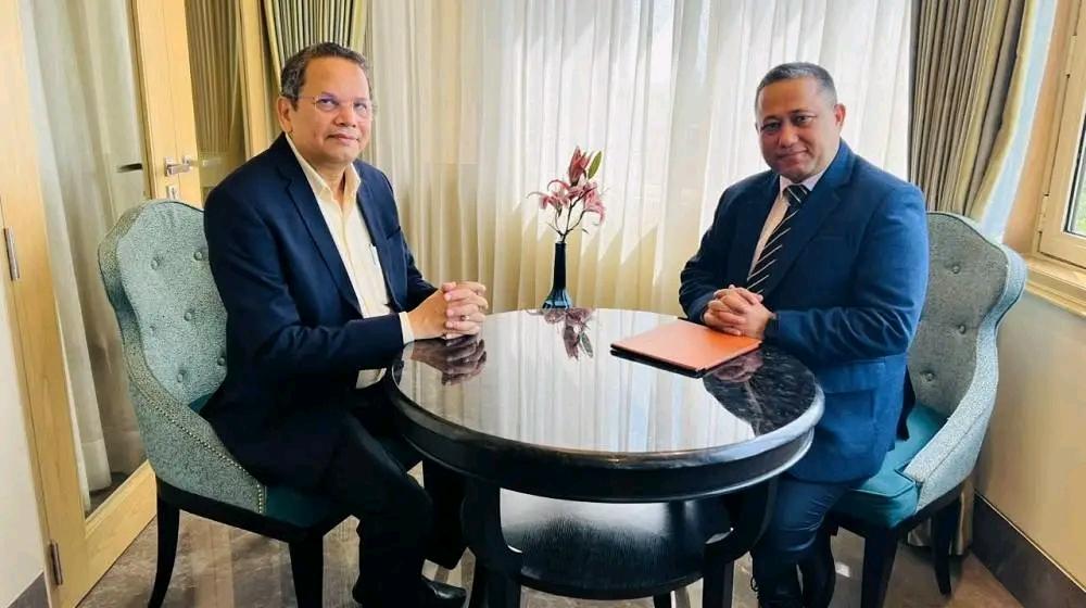 FM Shishir Khanal Holds Talks with BJP Leader in New Delhi