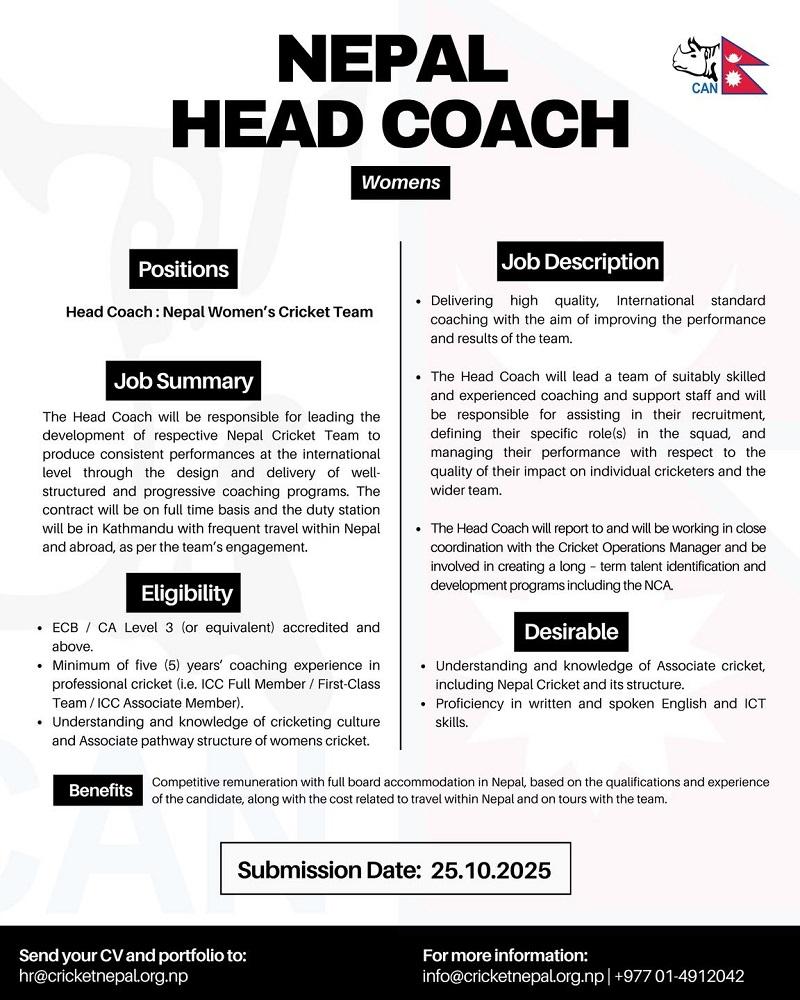 CAN Opens Applications for Women’s National Cricket Team Head Coach