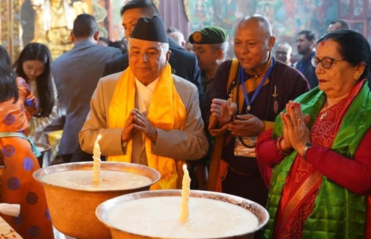 President Paudel and Wife Visit Lhakhang Monastery