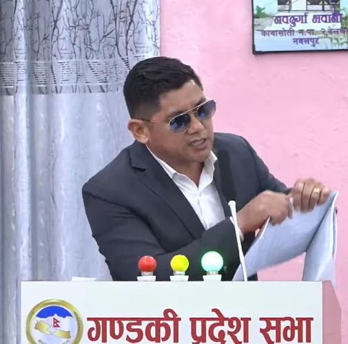 Maoist Centre Lawmaker Tears Budget Book in Gandaki Province Assembly