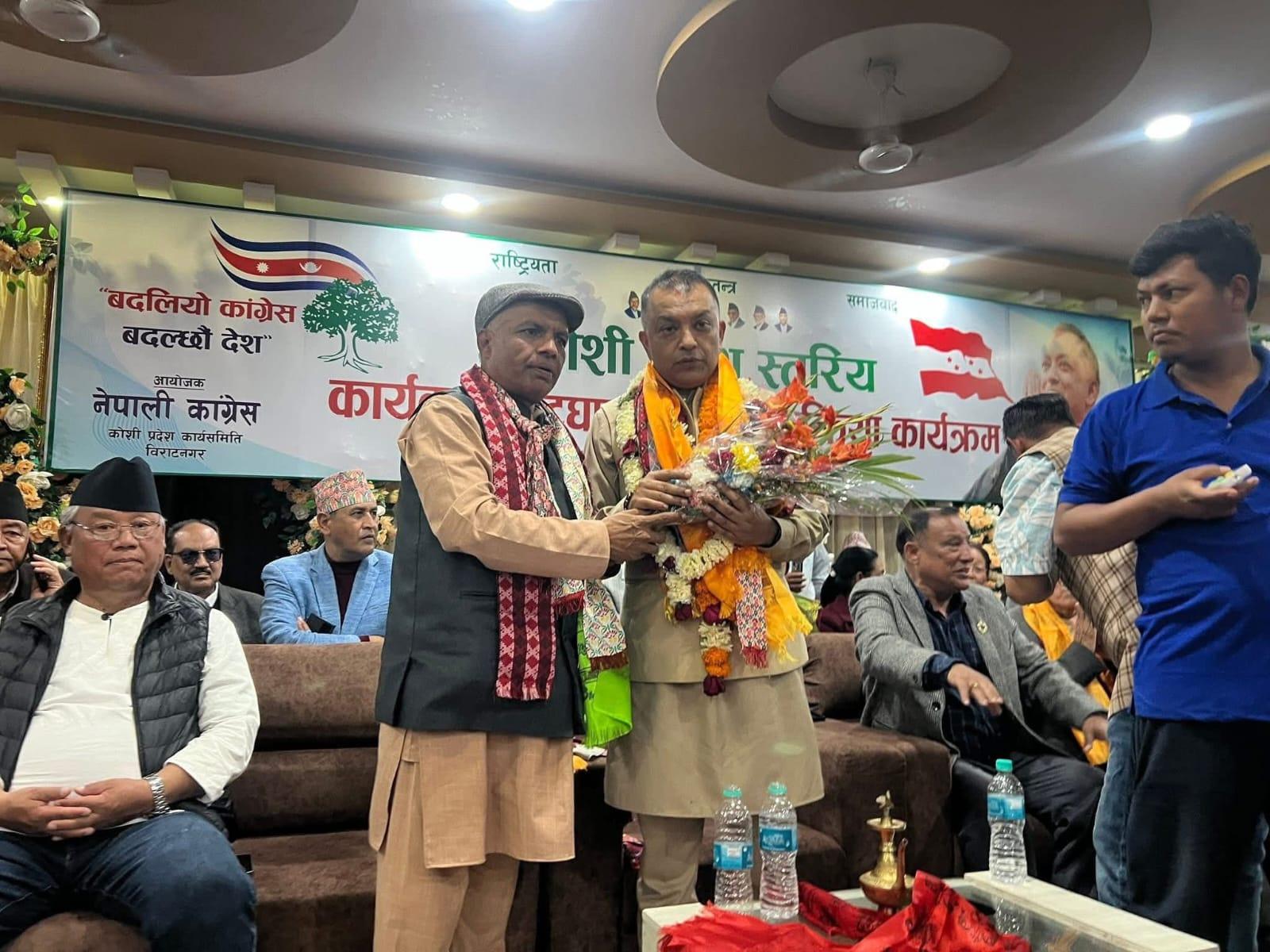 Gagan Thapa Receives Grand Welcome at Biratnagar Airport