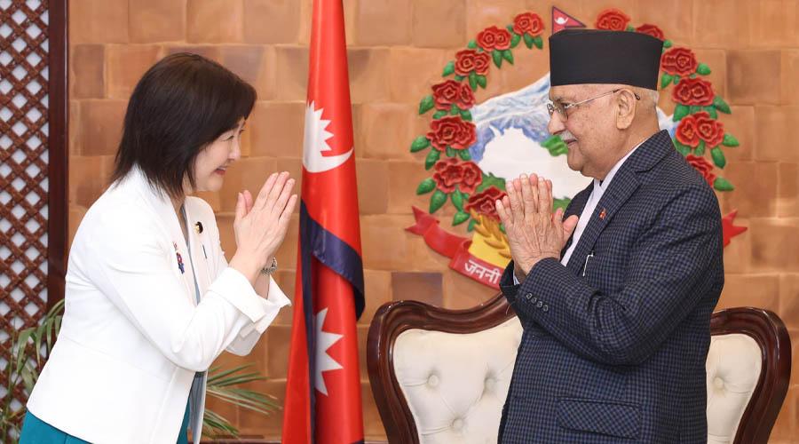 Japanese Deputy Foreign Minister Ikuyuna Aki Pays Courtesy Call on PM Oli