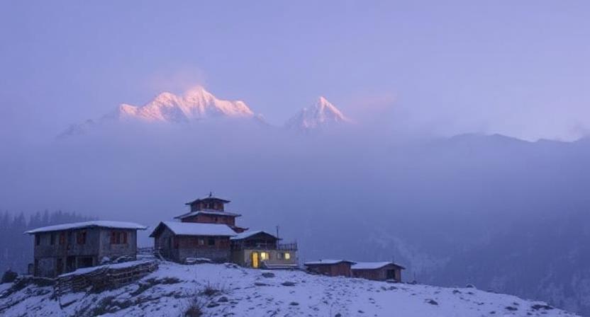 Snowfall Disrupts Daily Life and Trekking Routes in Northern Gorkha